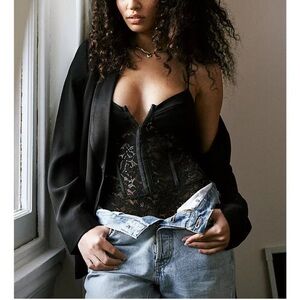 Free People X Intimately FP Lace Night Rhythm Bodysuit in Black